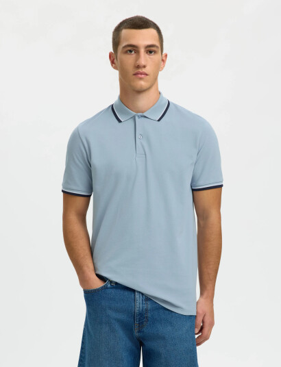 Selected Slhslim Atlas Sport Ss Polo Noos   Blue   XXL