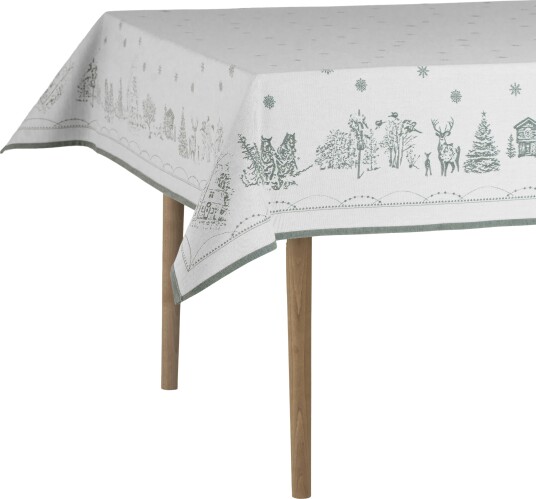 Wik & Walsøe Julemorgen Duk Hvit / Grønn 140x240 cm Wik & Walsøe Julemorgen Duk Hvit / Grønn 140x240 cm