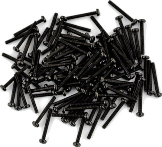 Svarte M2,5 × 20 mm Skruer Med PH1-KRYSSPOR, 100 Stk