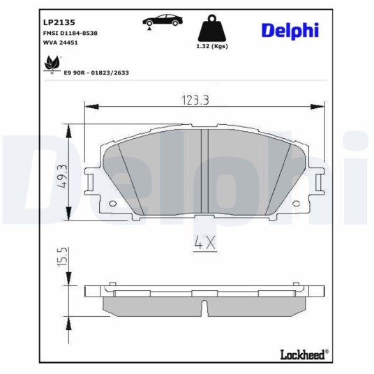 Bremseklosser DELPHI LP2135 Bremseklosser DELPHI LP2135