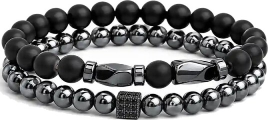 Noir Hematit Armbåndsett  Svart & Gunmetal