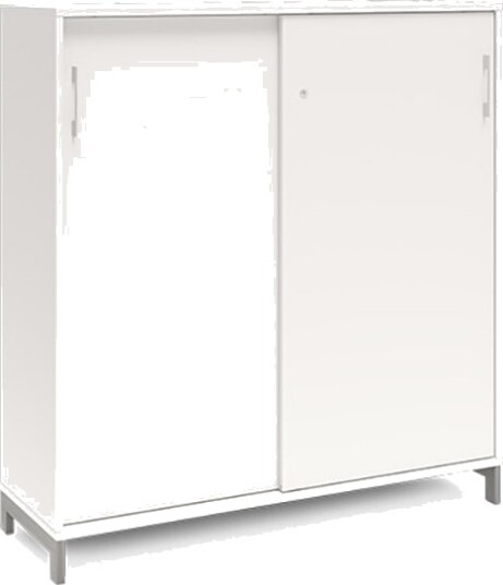 Kontorskab Dna, 1200X1275 Mm, Hvid/Alugrå, Skydedør 3A4 Kontorskab Dna, 1200X1275 Mm, Hvid/Alugrå, Skydedør 3A4