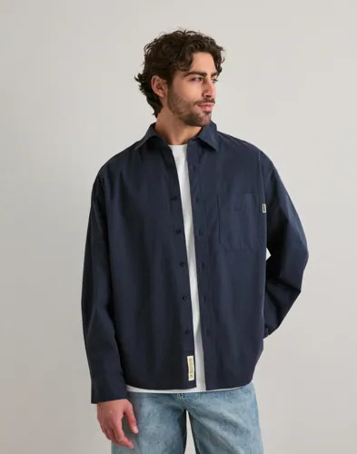 Woodbird Wbjong Washed Shirt Overshirts Blå