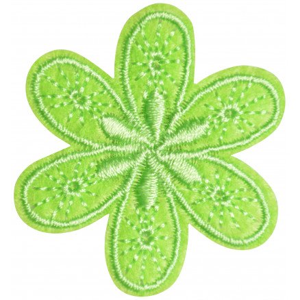 Vj Green Strykejernsetikett Blomst grønn 4,5x4 cm