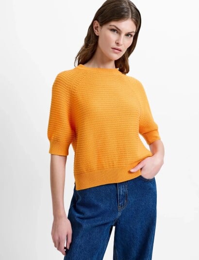 French Connection Lily Mozart Short Slv Jumper   Orange   XL