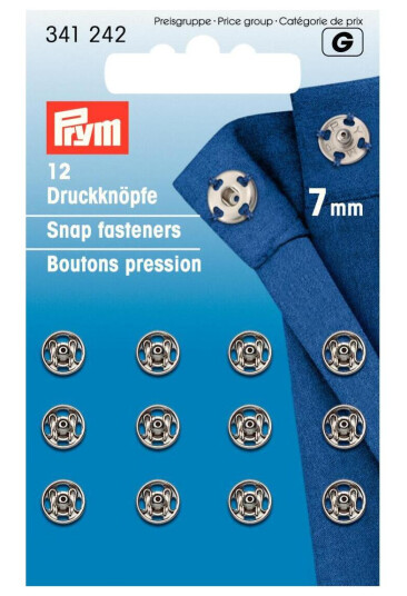 Trykknapper til å sy på 12 stk x 7 mm sølv