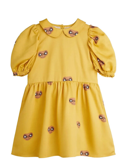 Mini Rodini E.t Aop Woven Ss Dress - Yellow - 80/86