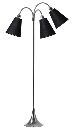 Trafikk Gulvlampe E27 i Krom Med 3 Skjermer i Sort - Nielsen Light Trafikk Gulvlampe E27 i Krom Med 3 Skjermer i Sort - Nielsen Light