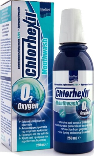 InterMed Chlorhexil O2 Oxygen Munnskyll med 0,20 % klorheksidin & hydrogenperoksid 250 ml