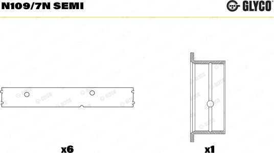 Kamaksellager GLYCO N109/7N SEMI