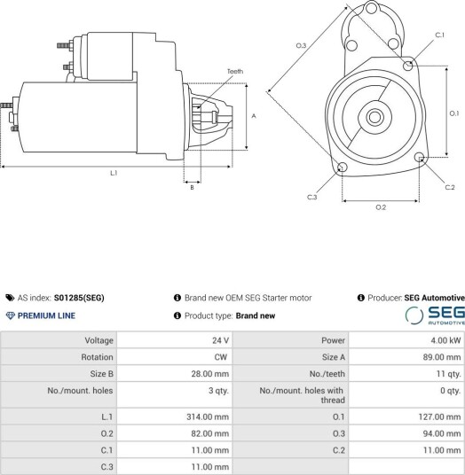 Starter AS-PL S01285(SEG)