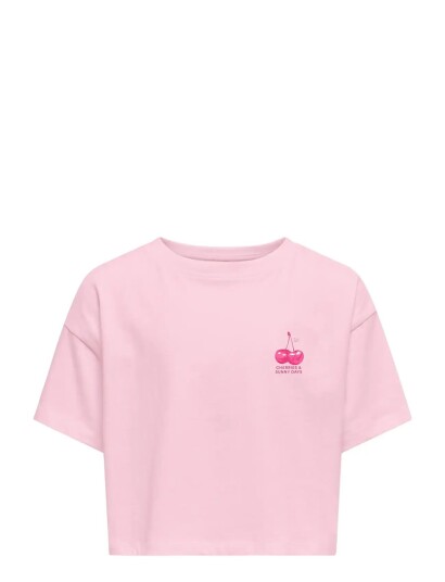 Kids Only Kogmilla Life S/S Boxy Printed Top Jrs Pink 122 128 Kids Only Kogmilla Life S/S Boxy Printed Top Jrs Pink 122 128