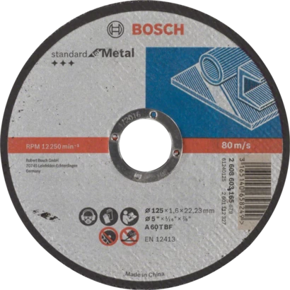 Bosch 125 mm Standard Kappeskive for Metall 1,6 mm - Elektroverktøy Tilbehør Bosch 125 mm Standard Kappeskive for Metall 1,6 mm - Elektroverktøy Tilbehør