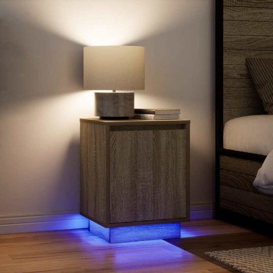 Nattskap med LED lys 2 stk sonoma eik 38x34x50 cm Nattskap med LED lys 2 stk sonoma eik 38x34x50 cm