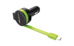 REALPOWER Car Charger C - integrated USB-C Cable + 1x USB