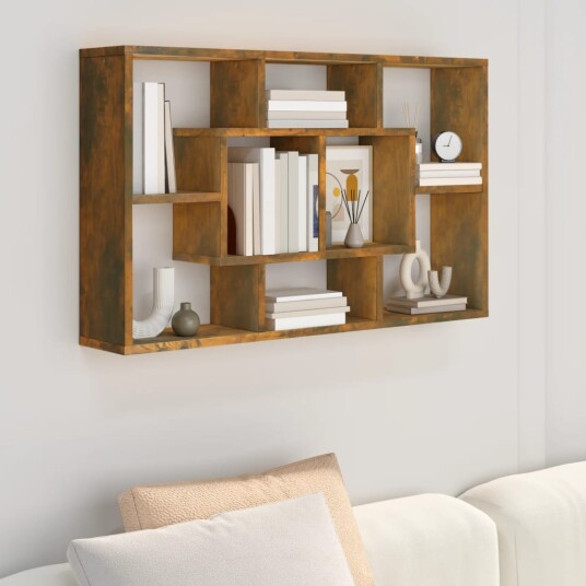 vidaXL Vegghylle r?kt eik 85x16x52,5 cm konstruert tre