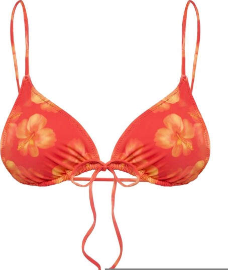 Gina Tricot Triangle Front Tie Bikini Top Coral S