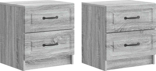 Nattbordskap med skuff 2 pcs Grå sonoma 43 x 34,5 x 44,5 cm