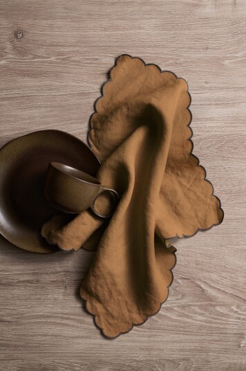 Ellos Home   Servietter Malva Scallop 40x40 cm 2 pk   Brun