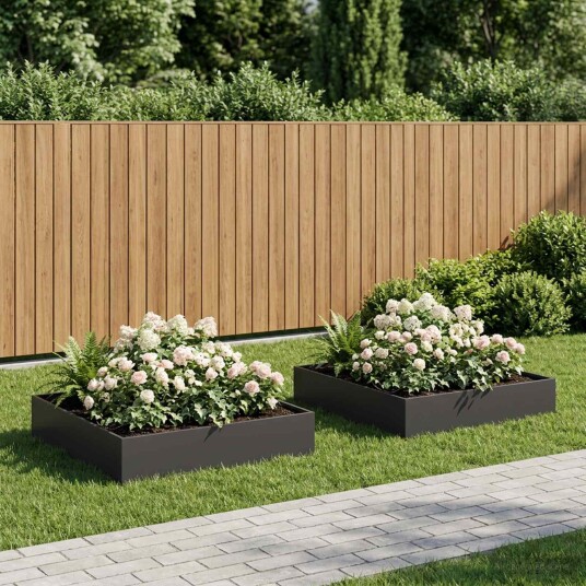 vidaXL Hageblomsterpotte 2 stk. Svart 80 x 80 x 12 cm Kaldvalsestål
