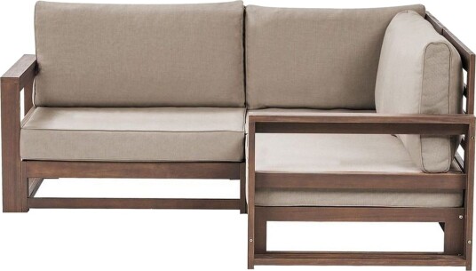 Hörnsoffa Beliani Timor Ljus trä/grått/beige Ja Dark wood\|\|Grey\|\|Beige