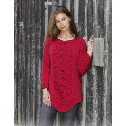 Â Red TulipÂ by DROPS Design Genser Strikkeoppskrift str S XXXL