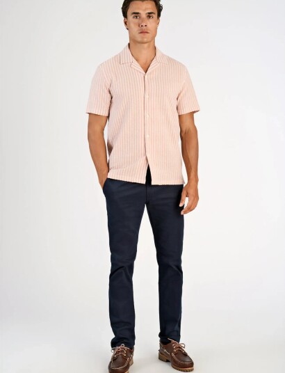 Lindbergh Cotton Structure Shirt S/S   Pink   M