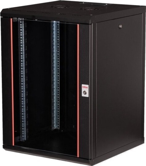 Roline 26.21.0177 Veggmonterbar Hylle 16U Nøkkellås Rack Skinner Sort