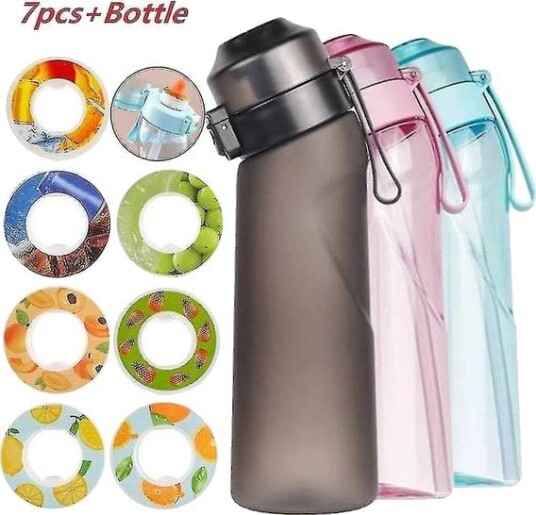 Termokopp Smaksatt med 7 smakpods Air Water Up Frost svart 650ml Air Starter Up Set Vannkopp for camping Sport Klar Svart