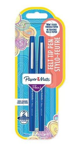 Paper Mate Flair Felt Tip Pens Medium Point 0.7mm Blå 2 Count