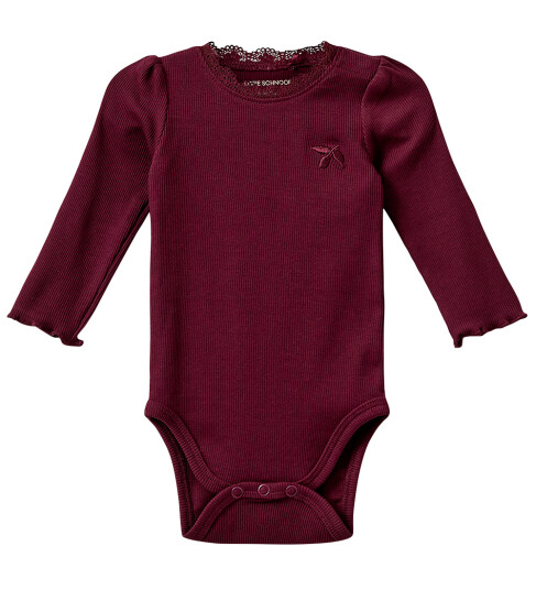 Sofie Schnoor Body L/æ Rib Dictesb Burgundy 56 Langermet Body Lilla