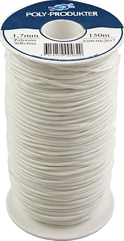 Poly produkter flettet polyesterline hvit 1,70mmx150m Poly produkter flettet polyesterline hvit 1,70mmx150m