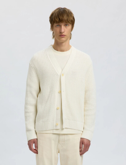 Selected Slhdereck Ls Knit Struc Relaxed Cardigan - Cream - L Selected Slhdereck Ls Knit Struc Relaxed Cardigan - Cream - L