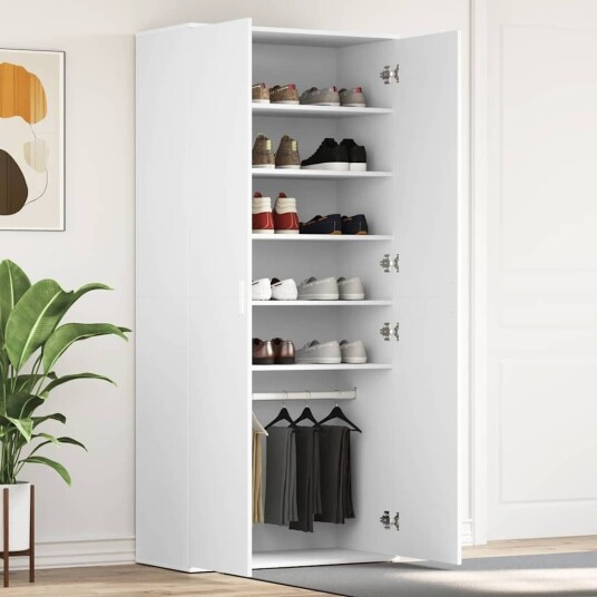  Skoskap Hvit 80x39x180 cm Konstruert Tre