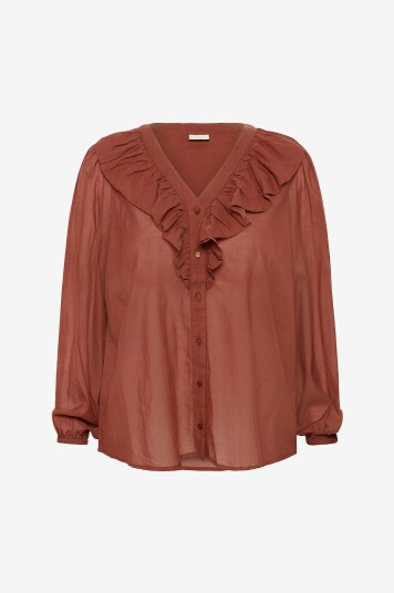 Kaffe Curve Bluse kcLana Frill Brun