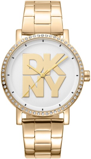 DKNY Dameklokke DK1L035M0055 Soho Logo Sølvfarget/Gulltonet stål