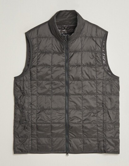 TAION High Neck Full Zip Lightweight Down Vest Dark Grey TAION High Neck Full Zip Lightweight Down Vest Dark Grey