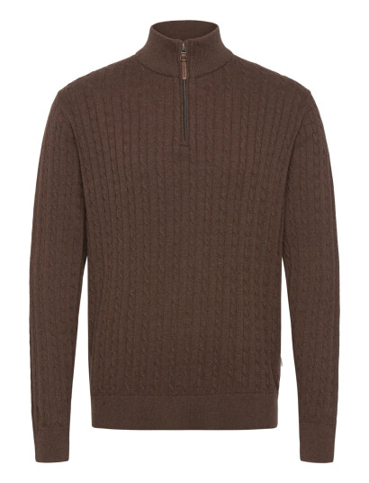 Lindbergh 1/2 Zip Cable Knit - Brown - S Lindbergh 1/2 Zip Cable Knit - Brown - S