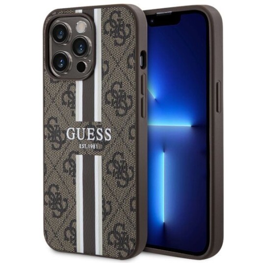 Guess Hardcase til iPhone 13 Pro Max 6,7" med MagSafe Brun - 4G Printed Stripes