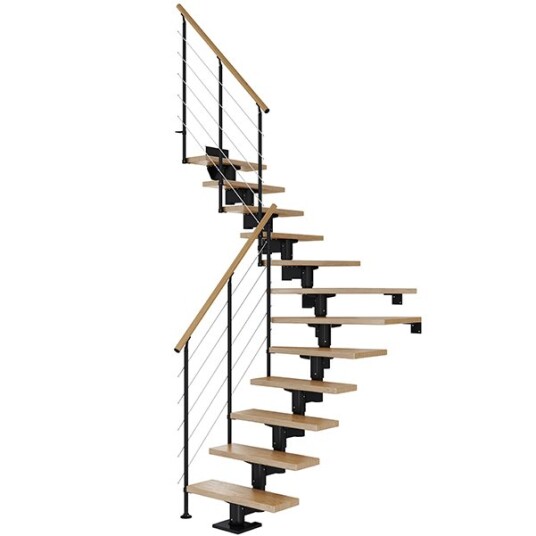 Dolle Cork L-trapp Svart-style 6-lakkert Eik-15 - Loddret Høyde 296 360 Cm