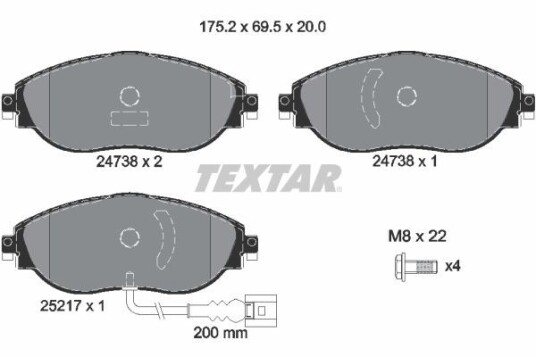 Bremseklosser TEXTAR 2473801 Bremseklosser TEXTAR 2473801
