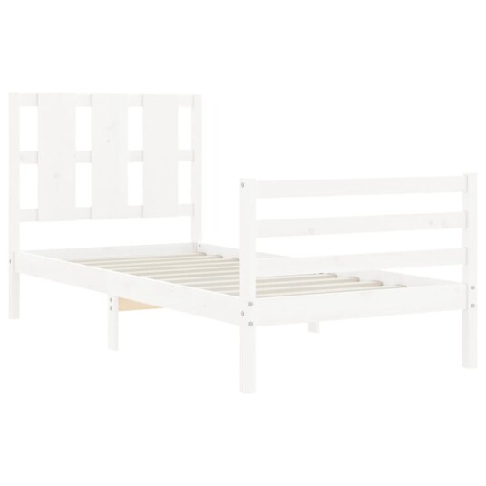 vidaXL Sengeramme med hodegavl hvit 3FT single heltre 8720845992521