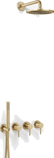 Semplice STB801 S05 Rain Delux Smartterm Ø20cm Easyclean Vegg PVD Børstet Messing Dusjsett