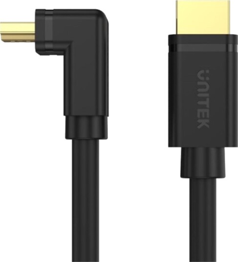 Unitek High Speed Hdmi Kabel Med Ethernet Hdmi Hann Rett Til Hdmi Hann Høyrevinklet 3 M Trippel Beskyttelse Svart 4K 60Hz Støtte