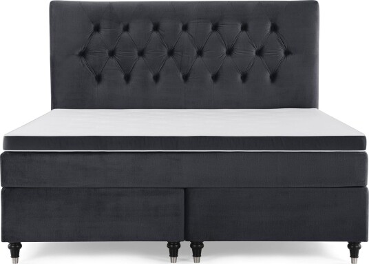 Royal Velvet Kontinentalseng 160x200 cm Svart Fløyel/Dreide Ben