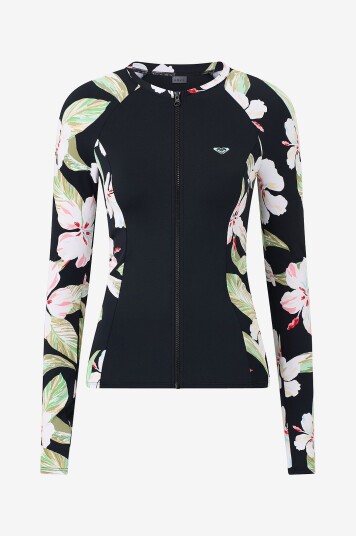 Roxy Svømmeoverdel LS Zip Lycra Svart