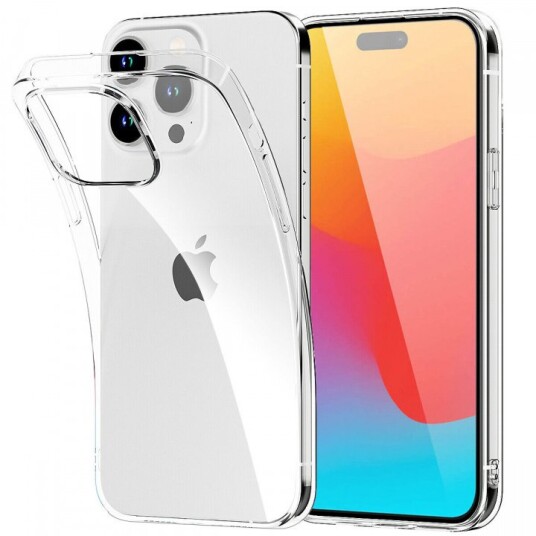 TPU mobildeksel for iPhone 15 Pro, gjennomsiktig