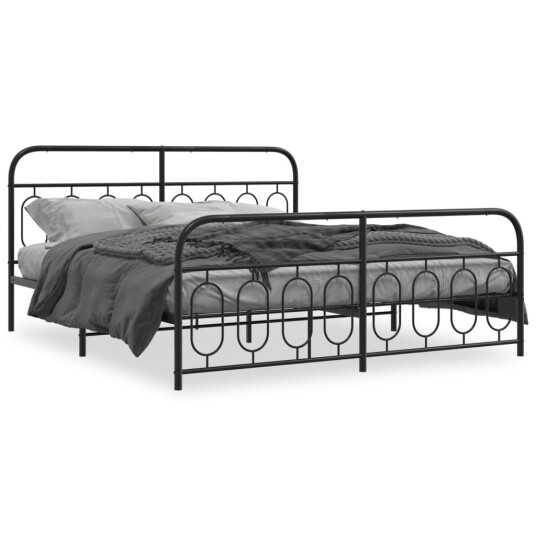  Sengeramme i metall med hode- og fotgavl svart 193x203 cm 8721102646119