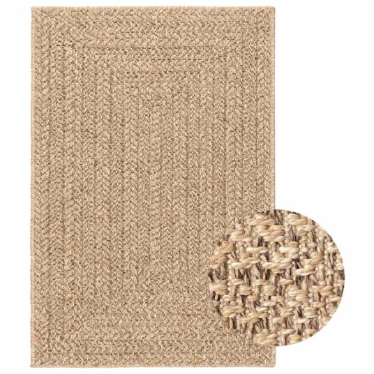 Teppe ZIZUR beige 120x120cm jute utseende innendørs og utendørs