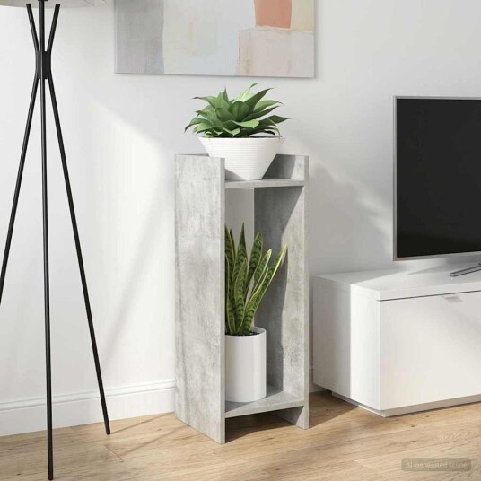vidaXL Planteholder med hylle BetongGrå 30 x 30 x 80 cm Konstruert tre vidaXL Planteholder med hylle BetongGrå 30 x 30 x 80 cm Konstruert tre